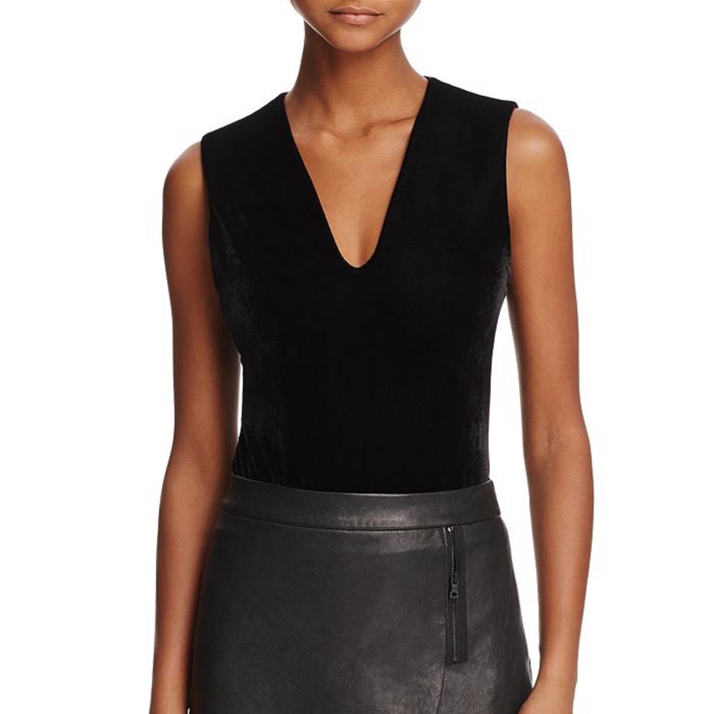 Alice + Olivia Marley Black Velvet Bodysuit